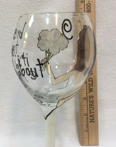 Calice Bicchiere Vino Sposa To Be Dipinto A Mano È Tutto Su di Me Charm Donna Bruna - Foto 6 di 6