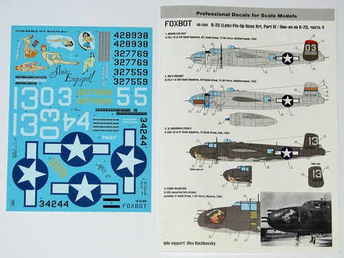 Foxbot 48-044A B-25G/H/J Mitchell Pin-Up Nose Art sin plantillas parte 4 calcomanía 1:48 - Imagen 7 de 12