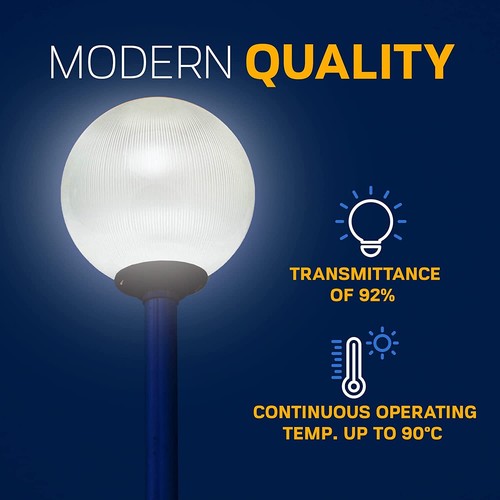 KastLite 10" Clear Prismatic Acrylic Lamp Post Globe | 3.94" Twist Lock Neck - Picture 4 of 9