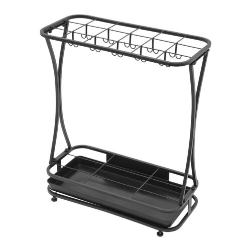 Portaombrelli in metallo 18 slot 20 ganci supporto organizer + gocciolatoio - Foto 6 di 12