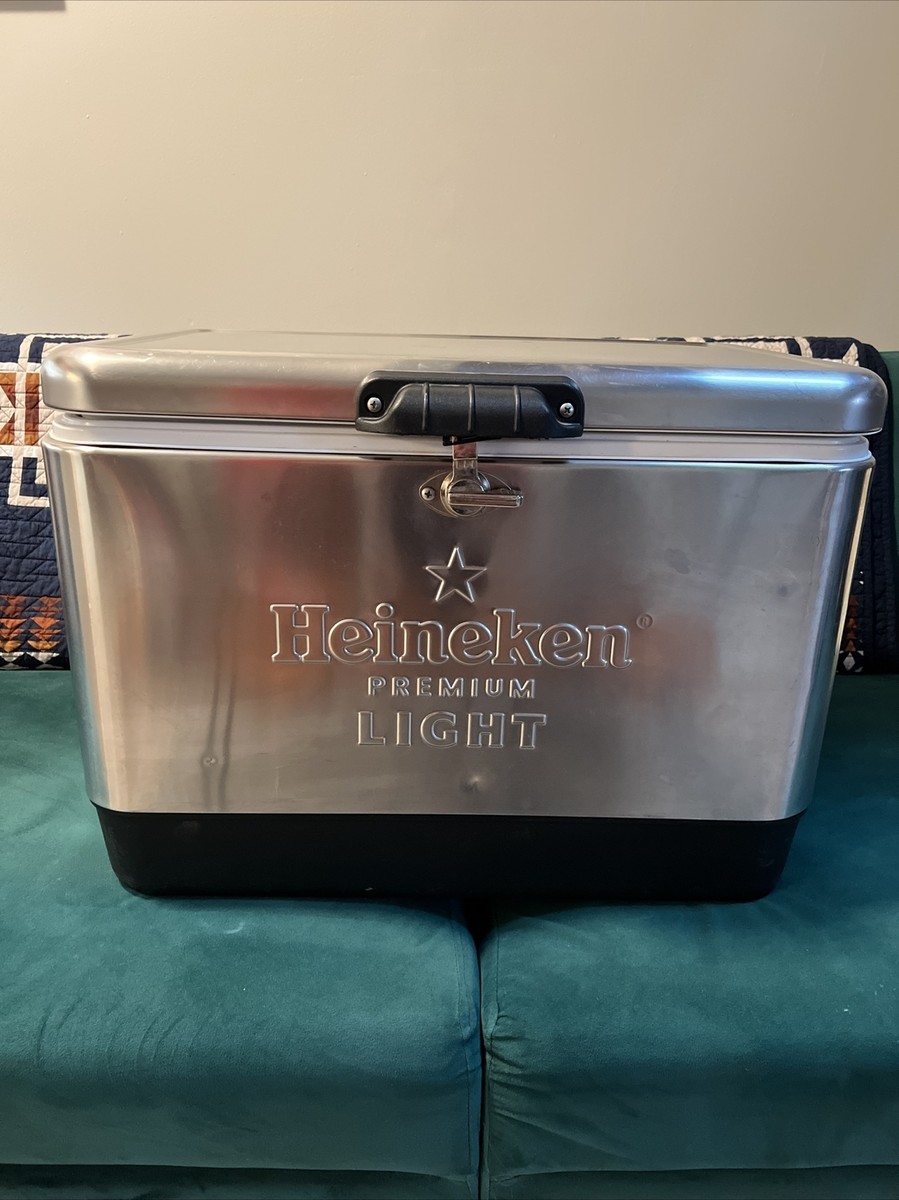 RARE* Heineken Beer STAINLESS STEEL COLEMAN 54QT COOLER ICE CHEST