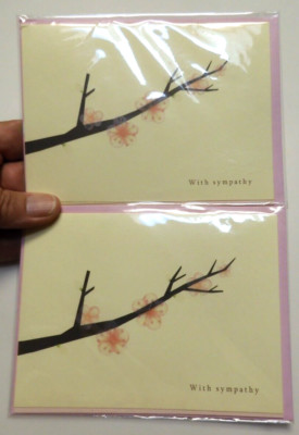 2 Papyrus Cards High Quality SYMPATHY Cherry Blossoms Thinking of You