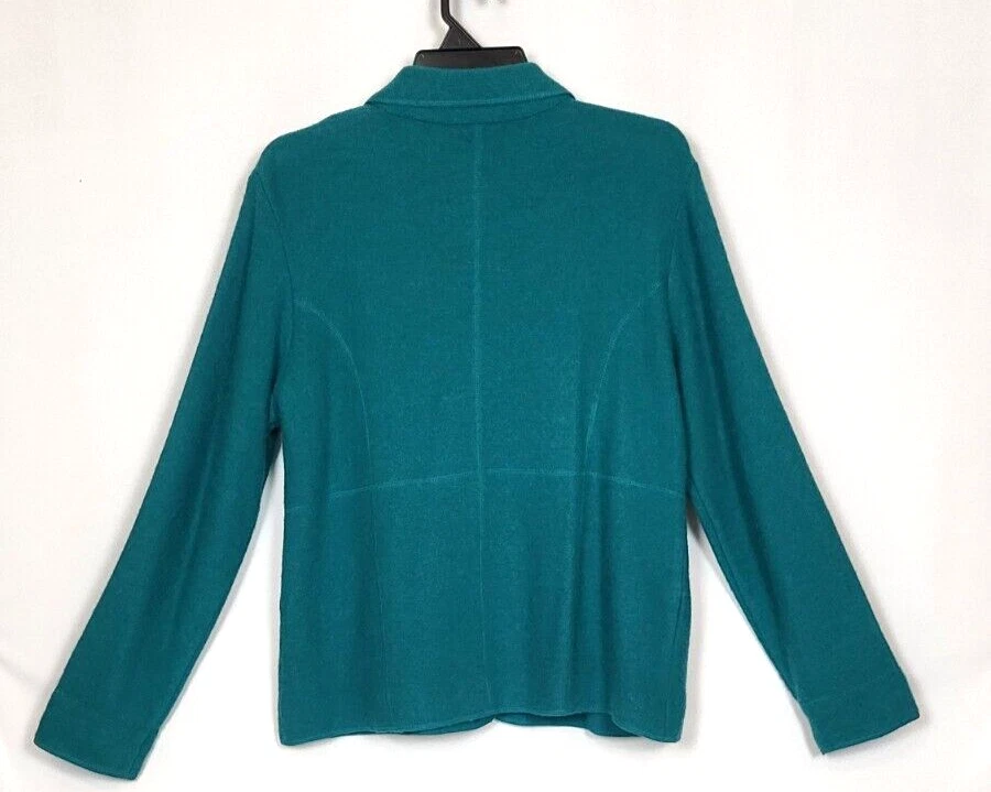 Chaqueta Jane Ashley Grande Verde Lana Acrílico Manga Larga Botón Frontal Sin Forro Foto 2 de 4