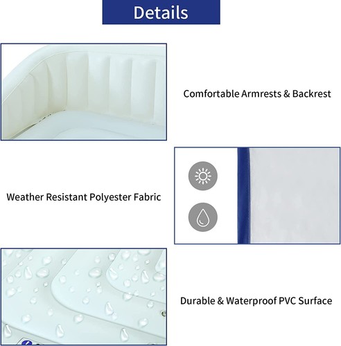 440LBS Inflatable Pool Floating Bed With Cup Holder Retractable Canopy SPF 50+ - 第 7/19 張圖片