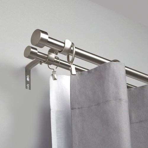 Double Curtain Rod Bracket 3PCS Heavy Duty Wall Hooks Bedroom or Patio Drapes - Picture 5 of 7