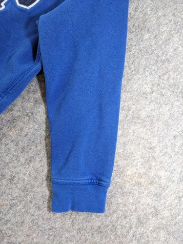 Gap Hoodie Boys Youth Medium Blue Pullover Spell Out Logo Pocket Distressed - Picture 6 of 16