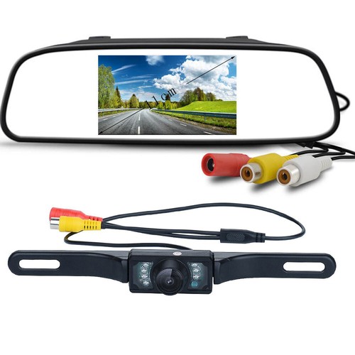 Car Rear View Backup Camera Waterproof Night Vision w/ 4.3" Mirror Monitor