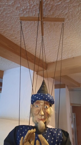 Große Holz-Marionette von Boltze Sammlerfigur Zauberer, 90cm, incl. Fäden 120 cm - Bild 3 von 9