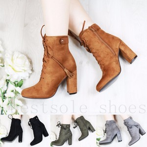 Womens Gold Block Ankle Mid Suede Heel Zip Boots Faux Tassel Sizes UK 3-8