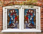 3D People B686 Window Film Print Sticker Cling Stained Glass UV Block Sin