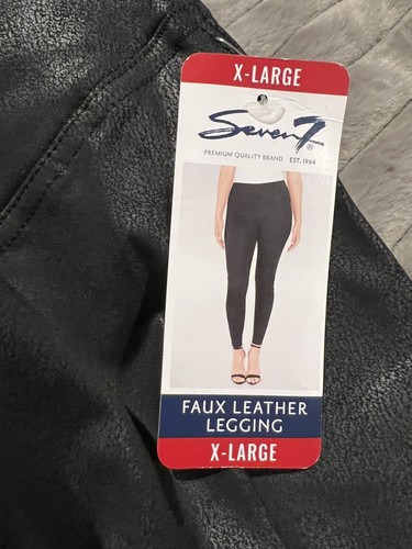 SEVEN7 FAUX LEATHER LEGGING HIGH WAIST WIDE WAISTBAND STRETCH XL BLACK REG$59 NT - Picture 6 of 8