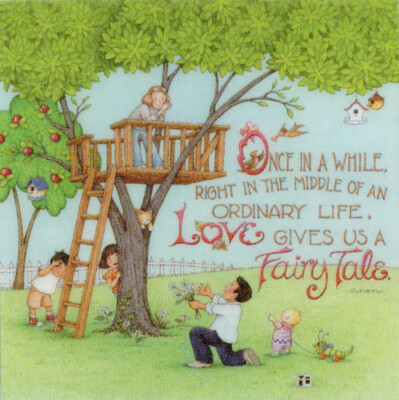 LOVE GIVES US A FAIRY TALE-Handcrafted Valentine Magnet-w/Mary Engelbreit art