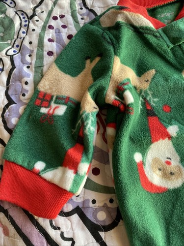 Carter's Green Santa Langarm Weihnachten 2-Wege Reißverschluss Vlies einteiliger Pullover Gr. 6M - Bild 3 von 20