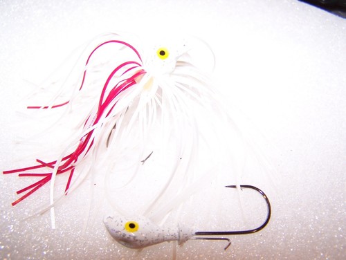 2 PAK "CULLIN 5" 3/8 OZ WHITE SWIM JIG  MUSTAD ULTRA PT - Picture 1 of 2