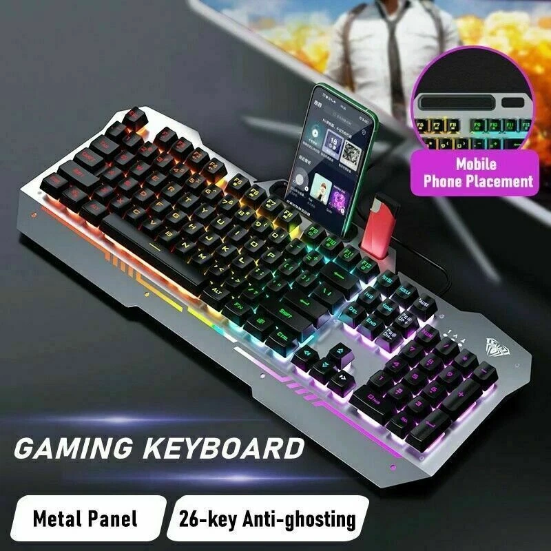 AULA F3010 Backlight USB Wired Gaming Keyboard 104 Keys With Phone Holder - Image 3 of 4