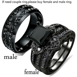 engagement ring steel titanium gp 18k bands couples womens mens