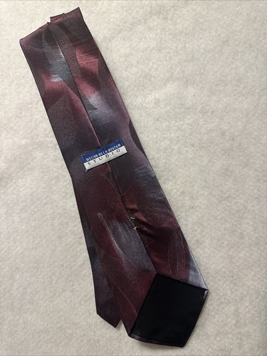 Vintage Oscar de la Renta  Tie Maroon Embroidery Logo - Picture 1 of 6