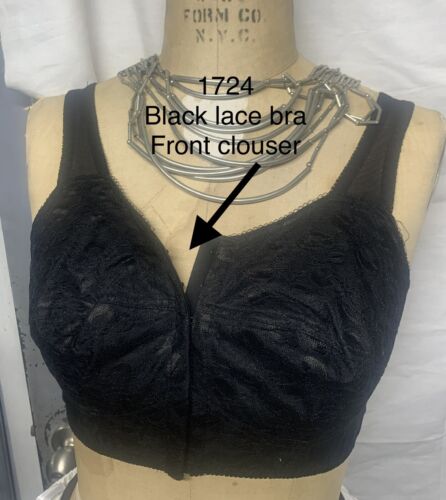 Women Black/ white wire free LACE front closure Bra Undergarment Plus size Sale - Picture 3 of 10