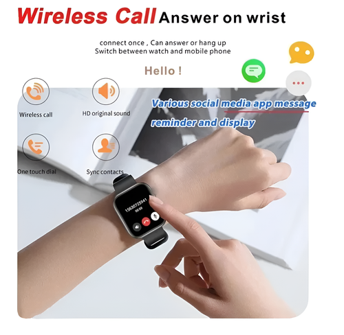 Smartwatch Bluetooth Połączenie Ekran dotykowy Fitness Tracker Unisex Android iOS - Zdjęcie 9 z 11