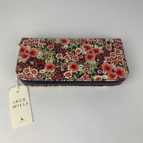 Jack Wills Large Floral Purse, Coin, Card And Note Compartments, Zip Fasten