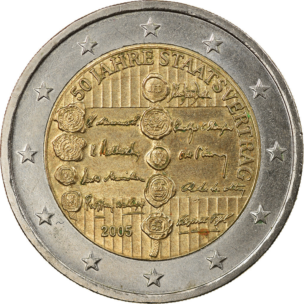 Piece 2 Euros 50 Jahre Staatsvertrag 2005 794480] Austria, 2 Euro, 2005, Vienna, AU, Bi-Metallic, KM:3124 | eBay