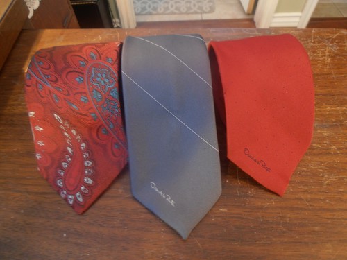 3 Vintage Oscar de la Renta Neckties 95% Poleyester 5% Silk Neck Ties - Picture 5 of 10
