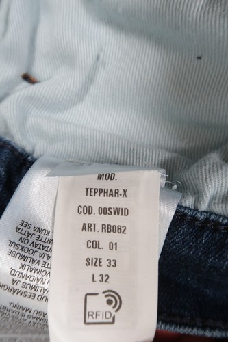 Pantalones de mezclilla para hombre Diesel TEPPHAR-X elásticos ajustados azul zanahoria W33 L32 lavado RB062 - Imagen 14 de 14