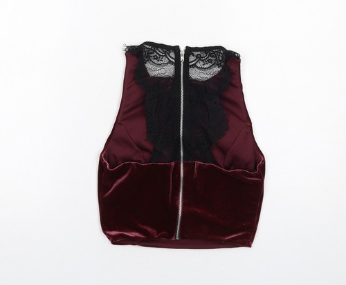 New Look Womens Red Polyester Blend Basic Tank Size 8 Round Neck - Lace Detail - Picture 2 of 10