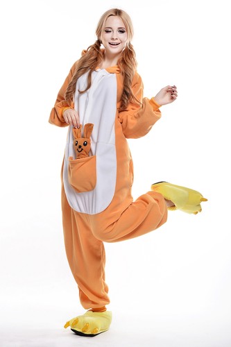 Pigiama Canguro Donna Uomo Adulto Costume Animale Onesie0 Cosplay Pigiama - Foto 4 di 13