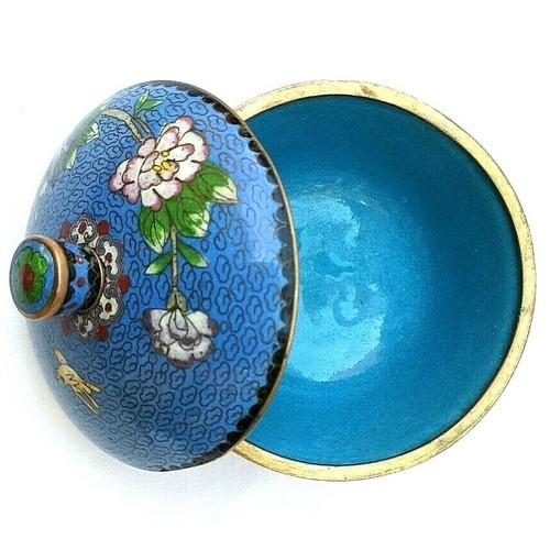 Vintage Chinese Cloisonné Enamel Covered Bowl Sugar Box Floral Asian Collectible - Bild 9 von 12