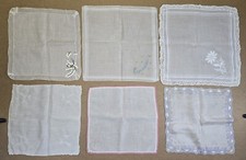 Vintage Handkerchief Hankies Applique, Embroidery Lace Crochet Trim Lot of 6