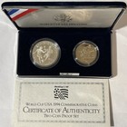 New Listing1994-S World Cup - 2 Coin Proof Set - Silver Dollar/Clad Half ~ w/Box & Coa