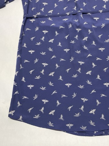 41 Hawthorn Blue Sparrow Bird Roll Sleeve Button Up Dress Size XL Boho Casual - Picture 16 of 24