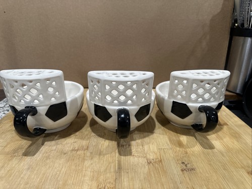 Lot Of 3 Soccer Ball Mug W/ Net Ceramic Cereal Bowl Soup Cup by Max'is Creations - Picture 9 of 12