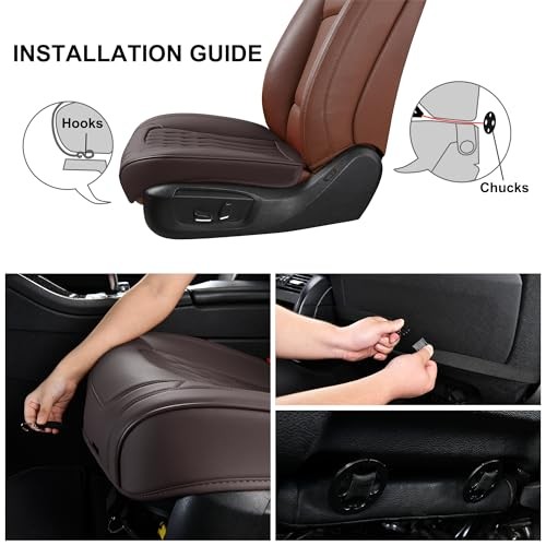 Front Car Seat Bottom Covers Brown, Universal Leather Front Seat Covers Bottom - Picture 2 of 7