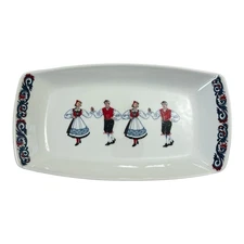 Vintage Figgjo Norway Ceramic Plate — Folk Dance Design 1960s-70s