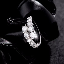 Classic 925 Sterling Silver A Sparkling Zirconia Luxury Eternity Ring Size 5-9