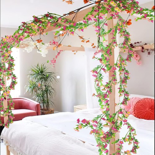 CISDUEO Artificial Daisy Flowers Vine Silk Flower Garland Spring Fake Pink - Picture 2 of 7