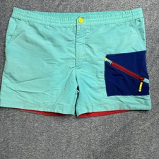 Chubbies Retro Shorts Pockets Men XL Blue Teal Vintage Zip Up Swim Casual Read 