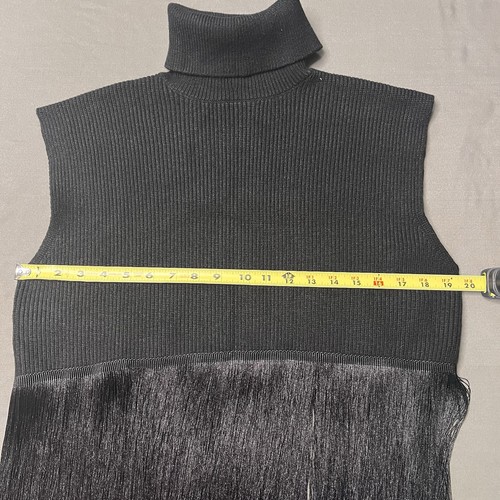 Zara Women’s Turtleneck Black Fringe Sleeveless Sweater Size Large - Picture 10 of 10