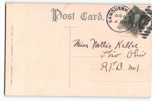 1908 Postcard Washington Park & Sloane Hotel Sandusky Ohio German Litho - Picture 2 of 2