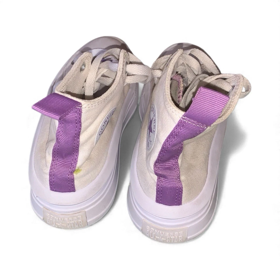 Converse Chuck Taylor All Star Youth Talla 3 Pestaña Blanca/Púrpura Foto 3 de 4