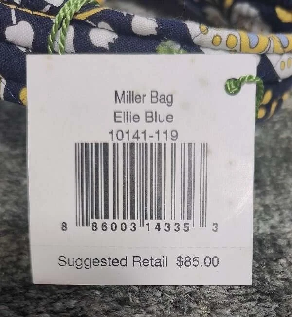 Bolso Vera Bradley Elle Miller Azul para llevar la noche XL estampado de elefante nuevo con etiquetas Foto 4 de 4