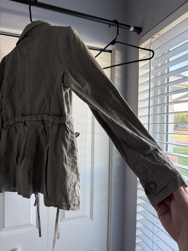 Chaqueta Anthropologie de tul para mujer talla pequeña verde/a cuadros forrada cincha ¡EXCELENTE ESTADO USADA!! - Imagen 7 de 8