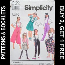 Vtg Simplicity Girls' Drop Waist Jumper  Jumpsuit Pattern 7405 Size 7-14 UNCUT