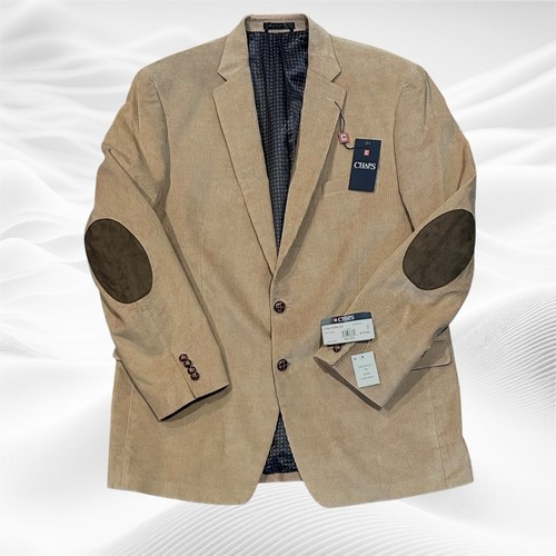 Chaps NWT Blazer Mens 46L Tan Corduroy Elbow Patches Sport Coat Jacket (New$175)