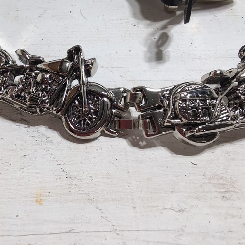 Leather Studded Biker Belt Motorcycle Concho Emblem XL - Picture 6 of 12