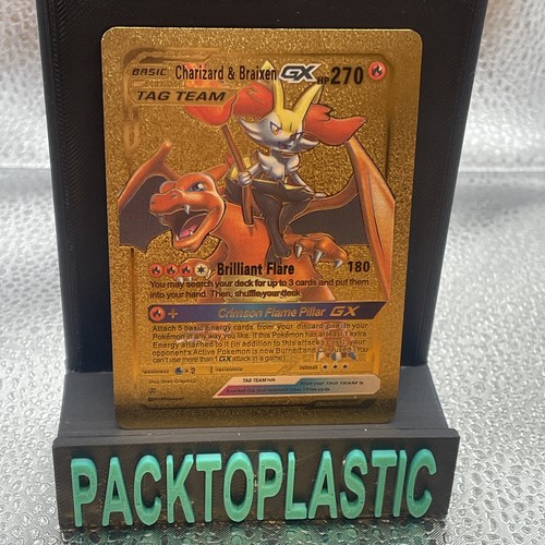 Charizard & Braixen GX Gold Foil Textured Collector Pokemon Karte HP270 (Fan Art) - Bild 1 von 2