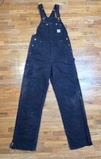 Carhartt R02 BLK Bib Overalls Mens 36x36 Black Made USA Quilt Lined Big Tall