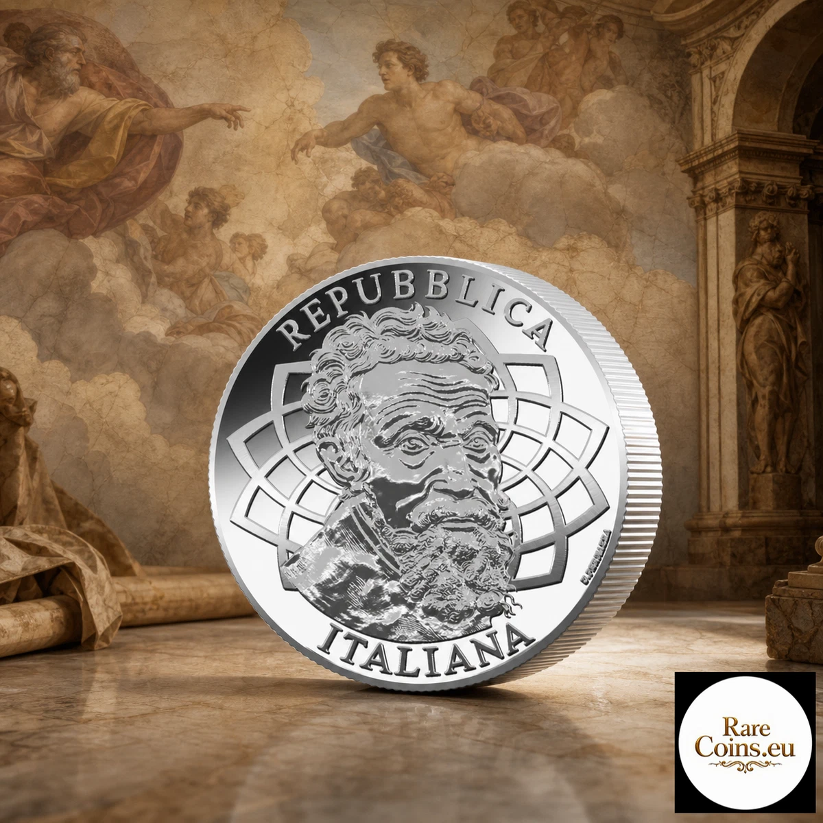 2x Italien 1 kg Silber 25 Euro Michelangelo 2025 + Colosseom 2026 BU limitiert